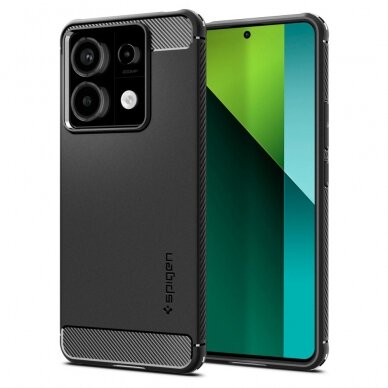 [Užsakomoji prekė] Dėklas Xiaomi Redmi Note 13 Pro 5G / Poco X6 - Spigen Rugged Armor - Juodas