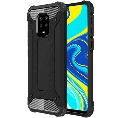 [Užsakomoji prekė] Dėklas skirtas Xiaomi Redmi Note 9S / Note 9 Pro / Note 9 Pro Max - Techsuit Hybrid Armor - Juodas