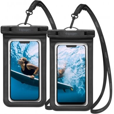 [Užsakomoji prekė] Universalus Dėklas skirtas (set 2) - Spigen Waterproof Case A601 - Juodas