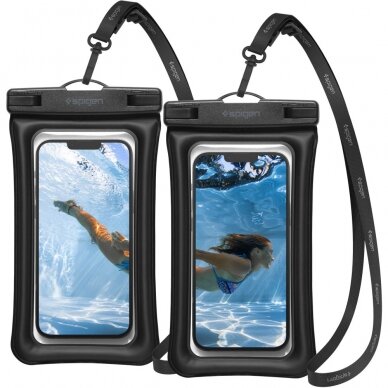 [Užsakomoji prekė] Universalus Dėklas skirtas (set 2) - Spigen Waterproof Case A610 - Juodas