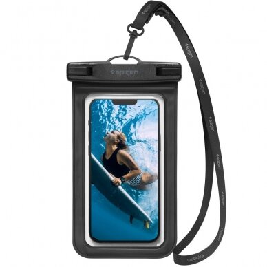 [Užsakomoji prekė] Universalus Dėklas skirtas - Spigen Waterproof Case A601 - Juodas