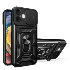 Dėklas Hybrid Armor Camshield iPhone 16  - Juodas