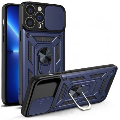 Dėklas Hybrid Armor Camshield iPhone 13 Pro Mėlynas