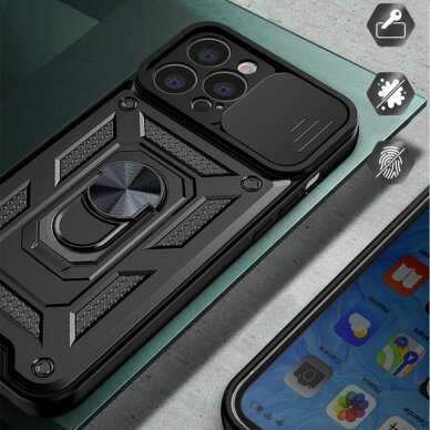 Dėklas Hybrid Armor Camshield iPhone 13 Pro Max Juodas 5