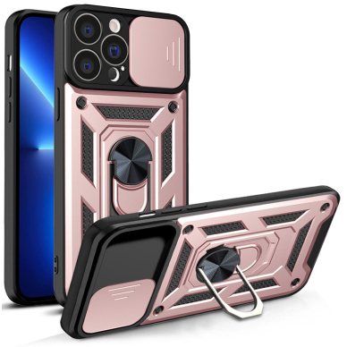 Dėklas Hybrid Armor Camshield iPhone 13 Pro Max Rožinis