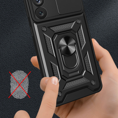 Akcija! Dėklas Hybrid Armor Camshield Samsung Galaxy A14 Juodas  4