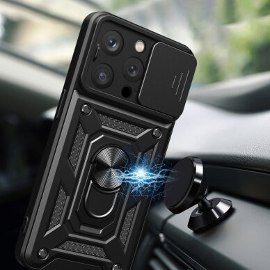 Dėklas Hybrid Armor Camshield iPhone 15 Pro - Juodas 2