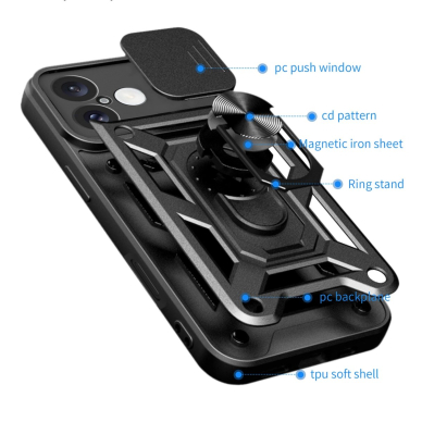 Dėklas Hybrid Armor Camshield iPhone 16 Plus  - Juodas 7