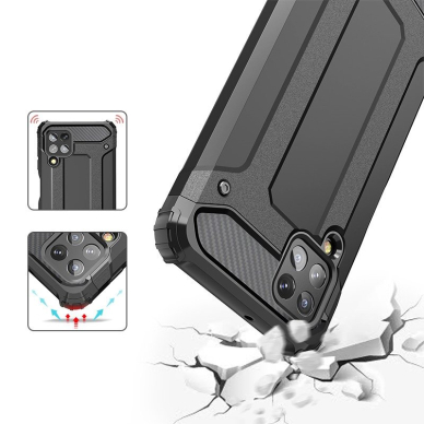 Tvirtas Dėklas Hybrid Armor Case Tough Rugged Cover Samsung Galaxy A22 4G Sidabrinis 6