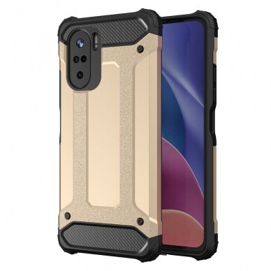 Dėklas Hybrid Armor Xiaomi Redmi K40 Pro+ / K40 Pro / K40 / Poco F3 Auksinis