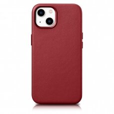 Dėklas iCarer Leather case for iPhone 14 Plus Raudonas (compatible with MagSafe)