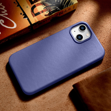 Dėklas iCarer Leather Case for iPhone 14 Šviesiai violetinis (WMI14220705-LP) (MagSafe Compatible) 15