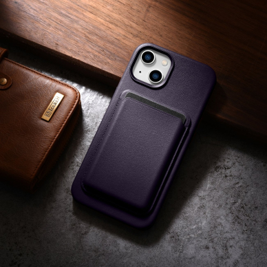 Dėklas iCarer Leather Case for iPhone 14 Tamsiai violetinis (WMI14220705-DP) (MagSafe Compatible) 17