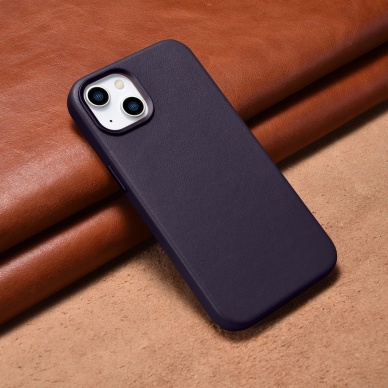 Dėklas iCarer Leather Case for iPhone 14 Plus Tamsiai violetinis (MagSafe Compatible) 12