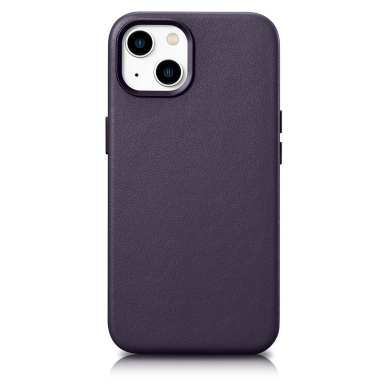 Dėklas iCarer Leather Case for iPhone 14 Plus Tamsiai violetinis (MagSafe Compatible)