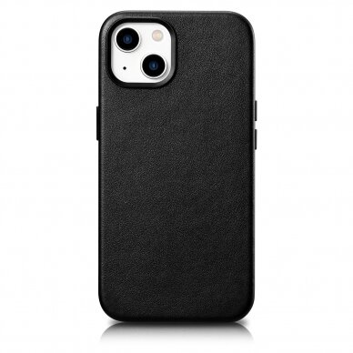 Dėklas iCarer Leather cover for iPhone 14 Plus Juodas (compatible with MagSafe)