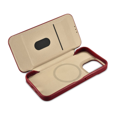 Dėklas iCarer CE Oil Wax Premium Leather Folio Case iPhone 14 Pro Max (MagSafe) Raudonas (AKI14220708-RD) 15