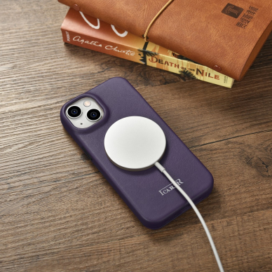 Dėklas iCarer CE Premium Leather Folio Case iPhone 14 Plus (MagSafe) Violetinis (WMI14220715-DP) 21