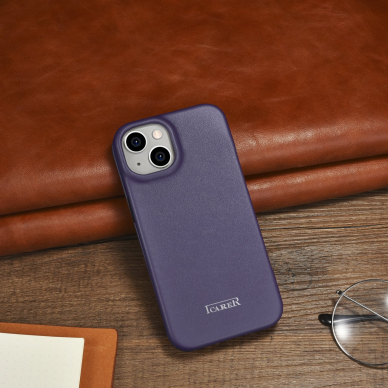 Dėklas iCarer CE Premium Leather Folio Case iPhone 14 Plus (MagSafe) Violetinis (WMI14220715-DP) 22