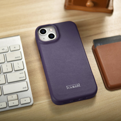 Dėklas iCarer CE Premium Leather Folio Case iPhone 14 Plus (MagSafe) Violetinis (WMI14220715-DP) 24