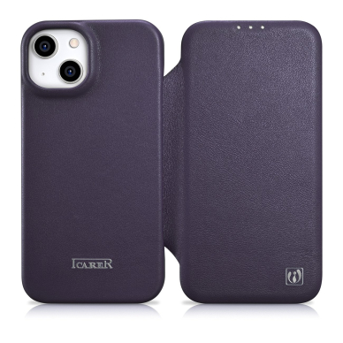 Dėklas iCarer CE Premium Leather Folio Case iPhone 14 Plus (MagSafe) Violetinis (WMI14220715-DP)