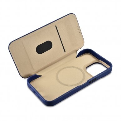 Dėklas iCarer CE Premium Leather Folio Case iPhone 14 Pro (MagSafe) Mėlynas  (WMI14220714-BU) 15