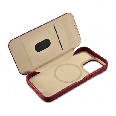 Dėklas iCarer CE Premium Leather Folio Case iPhone 14 Pro Max (MagSafe) Raudonas (WMI14220716-RD) 15