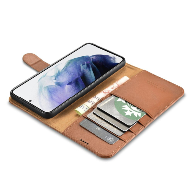 Atverčiamas Dėklas iCarer Haitang Leather Wallet Samsung Galaxy S22 Plus Rudas (AKSM05BN) 6