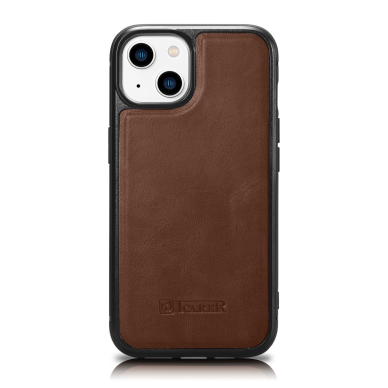 Dėklas iCarer Leather Oil Wax Genuine Leather Case for iPhone 14 Plus (MagSafe Compatible) Rudas (WMI14220719-BN)