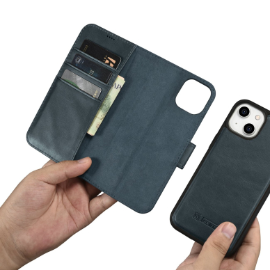 Dėklas iCarer Oil Wax Wallet Case 2in1 Cover iPhone 14 Plus Mėlynas (WMI14220723-BU) 12