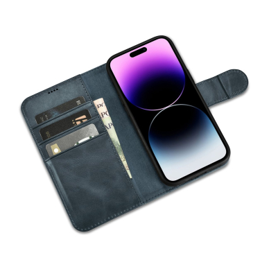 Dėklas iCarer Oil Wax Wallet Case 2in1 Cover iPhone 14 Pro Mėlynas (WMI14220722-BU) 8