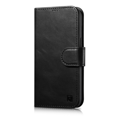 Dėklas iCarer Oil Wax Wallet Case 2in1 Cover iPhone 14 Pro Juodas (WMI14220722-BK)