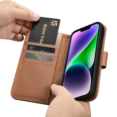 Dėklas iCarer Wallet Case 2in1 case iPhone 14 Rudas (WMI14220725-BN) 15