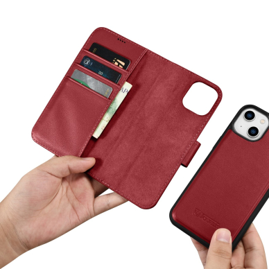 Dėklas iCarer Wallet Case 2in1 Cover iPhone 14 Plus Raudonas (WMI14220727-RD) 14