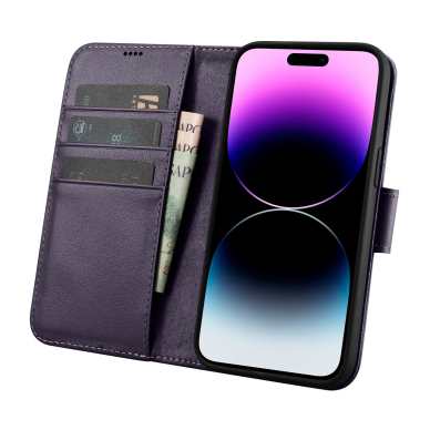 Dėklas iCarer Wallet Case 2in1 Cover iPhone 14 Pro Purpurinis (WMI14220726-DP) 2