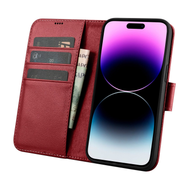 Dėklas iCarer Wallet Case 2in1 Cover iPhone 14 Pro Max Raudonas (WMI14220728-RD) 2