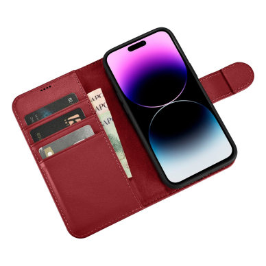 Dėklas iCarer Wallet Case 2in1 Cover iPhone 14 Pro Max Raudonas (WMI14220728-RD) 9