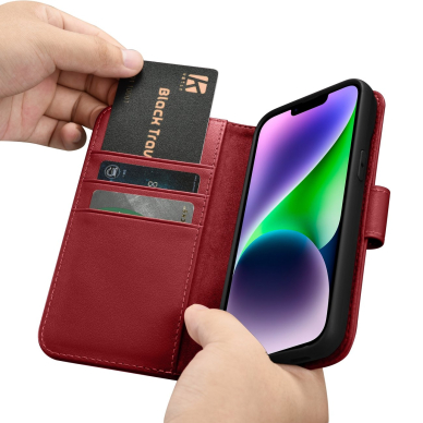 Dėklas iCarer Wallet Case 2in1 iPhone 14 Raudonas (WMI14220725-RD) 15