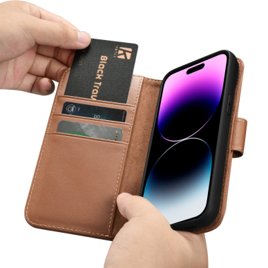 Dėklas iCarer Wallet Case 2in1 iPhone 14 Pro Rudas (WMI14220726-BN) 15