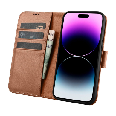 Dėklas iCarer Wallet Case 2in1 iPhone 14 Pro Rudas (WMI14220726-BN) 2