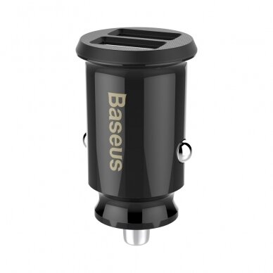 Įkroviklis automobilinis Baseus Grain (3.1A) su 2 USB jungtimis juodas CCALL-ML01