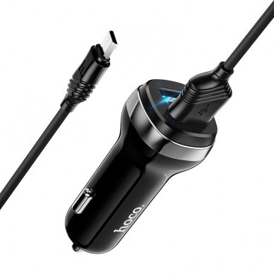 Įkroviklis automobilinis Hoco Z40 Superior Dual Port + MicroUSB juodas 1