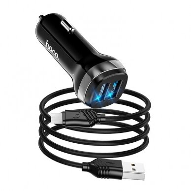 Įkroviklis automobilinis Hoco Z40 Superior Dual Port + MicroUSB juodas