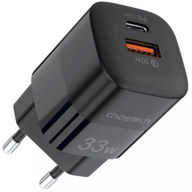 Įkroviklis  Choetech PD5006 USB-C/USB-A 33W juodas