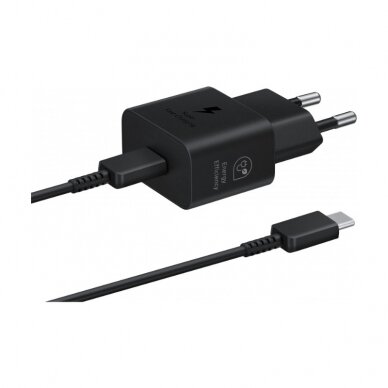 Įkroviklis originalus Samsung EP-T2510XBEGEU 25W + USB-C kabelis pakuotėje juodas