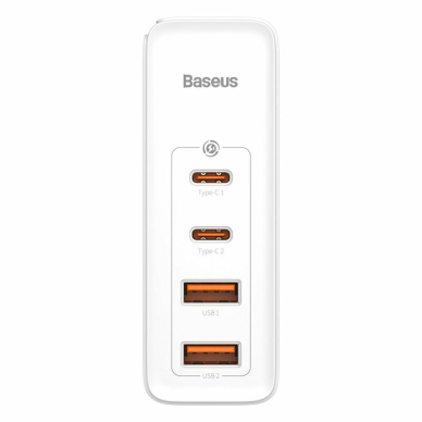 [Užsakomoji prekė] Įkroviklis 2x USB-C PD 100W, 2x USB-A QC3.0 + Cablu Type-C - Baseus (CCGAN2P-L02) - Baltas 1