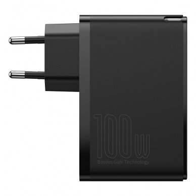 [Užsakomoji prekė] Įkroviklis 2x USB-C PD 100W, 2x USB-A QC3.0 with Cable Type-C to Type-C - Baseus (CCGAN2P-L01) - Juodas 2