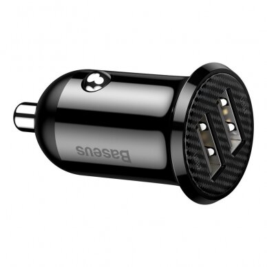 [Užsakomoji prekė] Įkroviklis Auto 2x USB, 4.8A - Baseus (CCALLP-01) - Juodas 2