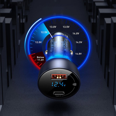 [Užsakomoji prekė] Įkroviklis Auto Type-C PD65W, USB QC4.0 - Baseus (CCKX-C0G) - Gri 3