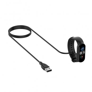 [Užsakomoji prekė] Įkroviklis  Xiaomi Mi Band 5/6/7, USB, 3.5W, 1m - Techsuit (TXC1) - Juodas 3